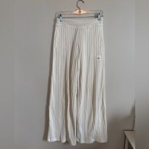 ALO Yoga Cream Ribbed Wide Leg Pants